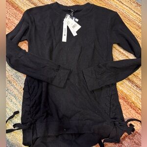 Aqua Black Lace-Up Sweatshirt